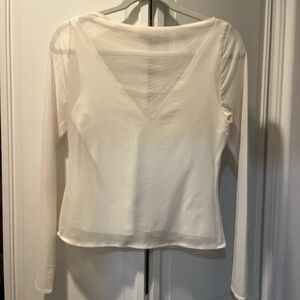 Abercrombie White Long Sleeve mesh Top